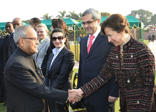 The President of India, Shri Pranab Mukherjee at the Mughal Gardens of Rashtrapati Bhavan in New Delhi on January 23, 2013 when he hosted the reception to the Heads of Diplomatic Missions on the occasion of the upcoming Republic Day.