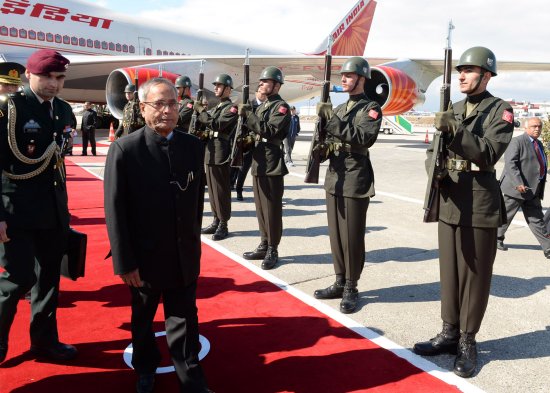 The President of India Shri Pranab Mukherjee arriving at Istanbul Airport for the State Visit to the Turkey on October 5, 2013.