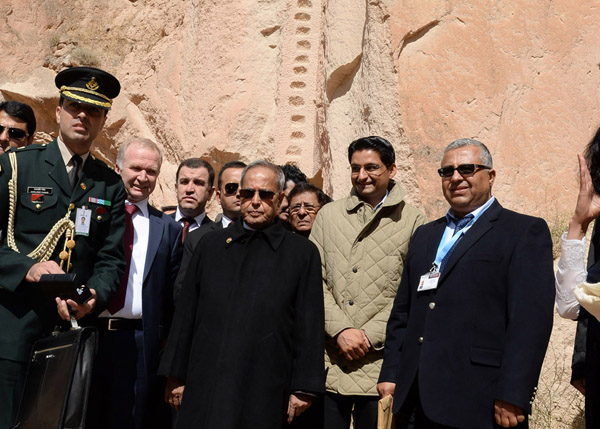 The President of India, Shri Pranab Mukherjee visiting the Goreme Open Air Museum at Cappadocia in Turkey on October 6, 2013.