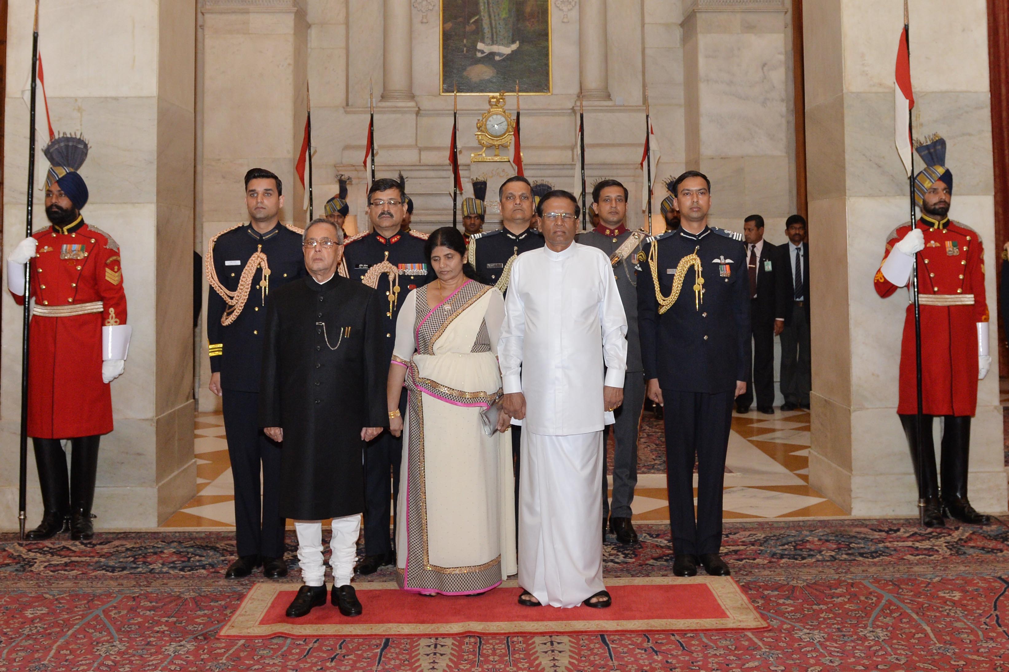 The President of India, Shri Pranab Mukherjee during the Banquet in Honour of the President of the Democratic Socialist Republic of Sri Lanka, H.E. Mr. Maithripala Sirisena and Mrs. Jayanthi Sirisena at Rashtrapati Bhavan on February 16, 2015.