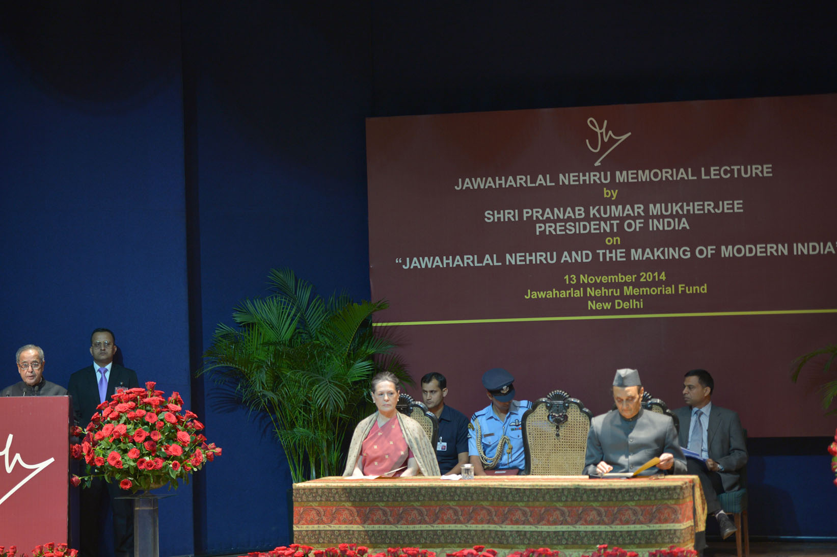 The President of India, Shri Pranab Mukherjee delivering the 46th Jawaharlal Nehru Memorial Lecture on the topic ‘Jawaharlal Nehru and the Making of Modern India’ at New Delhi on November 13, 2014. 