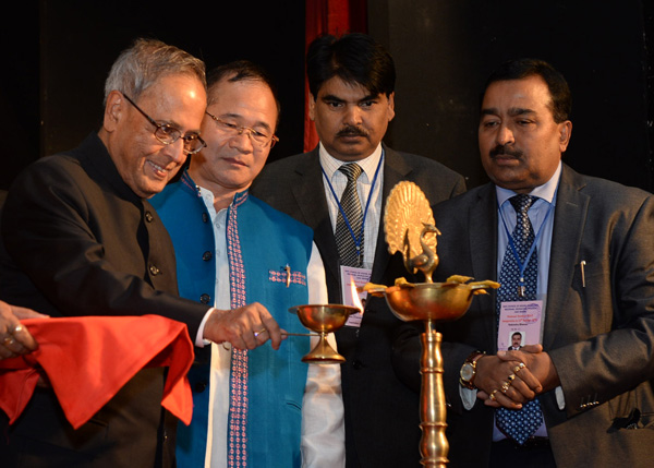 The President of India, Shri Pranab Mukherjee i lighting the lamp at the inauguration of the National Seminar on ‘Continuing Legal Education’ and ‘Children and Protection of Children from Sexual Offences Act, 2012’ organized on the occasion of closing of