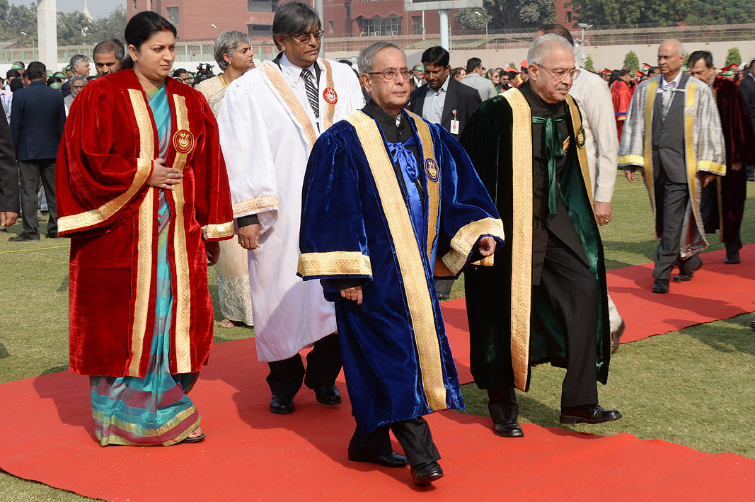 The President of India, Shri Pranab Mukherjee in the Academic Procession to attend the Annual Convocation of Jamia Millia Islamia at Jamia Millia Islamia, New Delhi on November 17, 2014. 