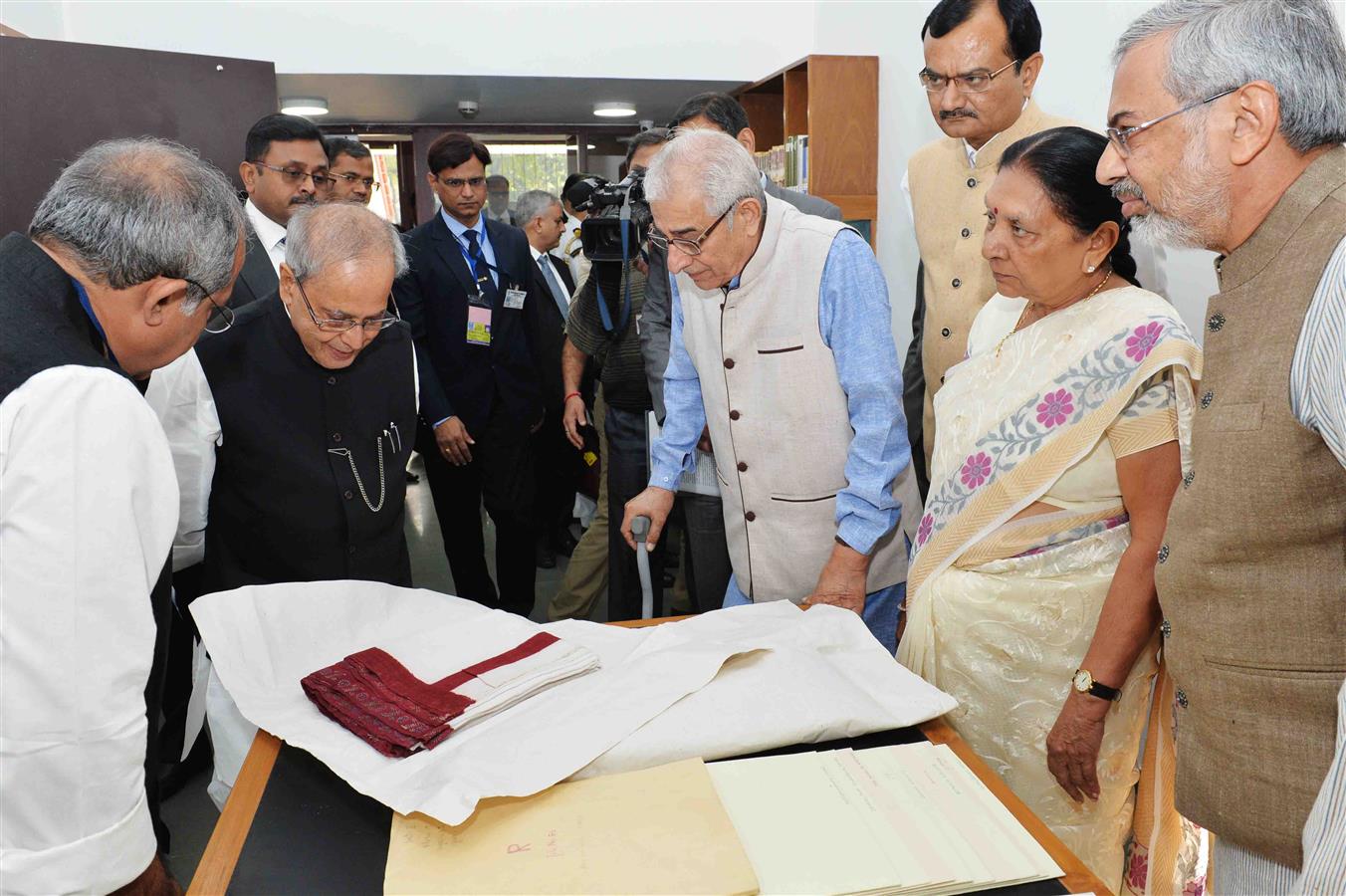 The President of India, Shri Pranab Mukherjee during the inauguration of new Archives and Research Centre at Sabarmati Ashram, Ahmedabad in Gujarat on December 1, 2015.