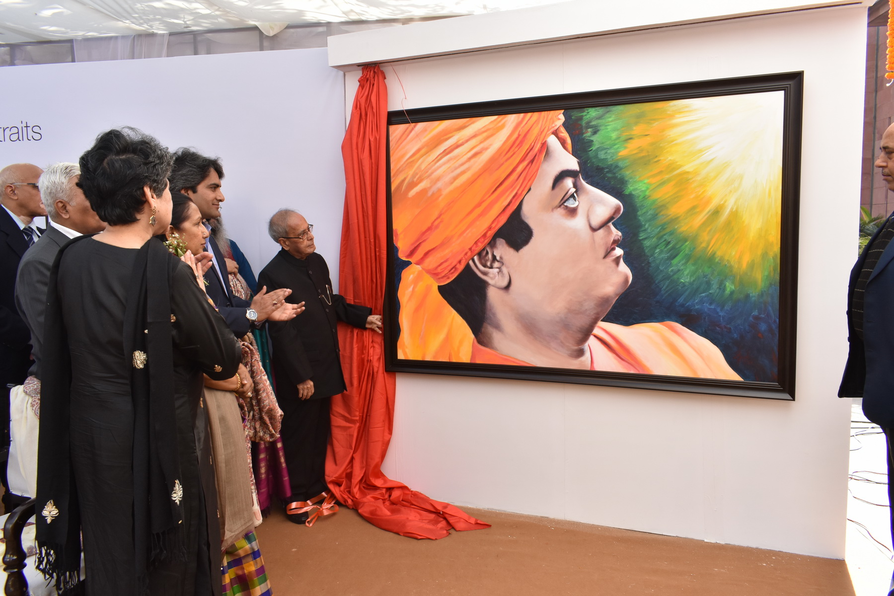 The Former President of India, Shri Pranab Mukherjee at the inauguration of Painting Exhibition by Shri Dipak Ghosh in New Delhi on February 03, 2018.