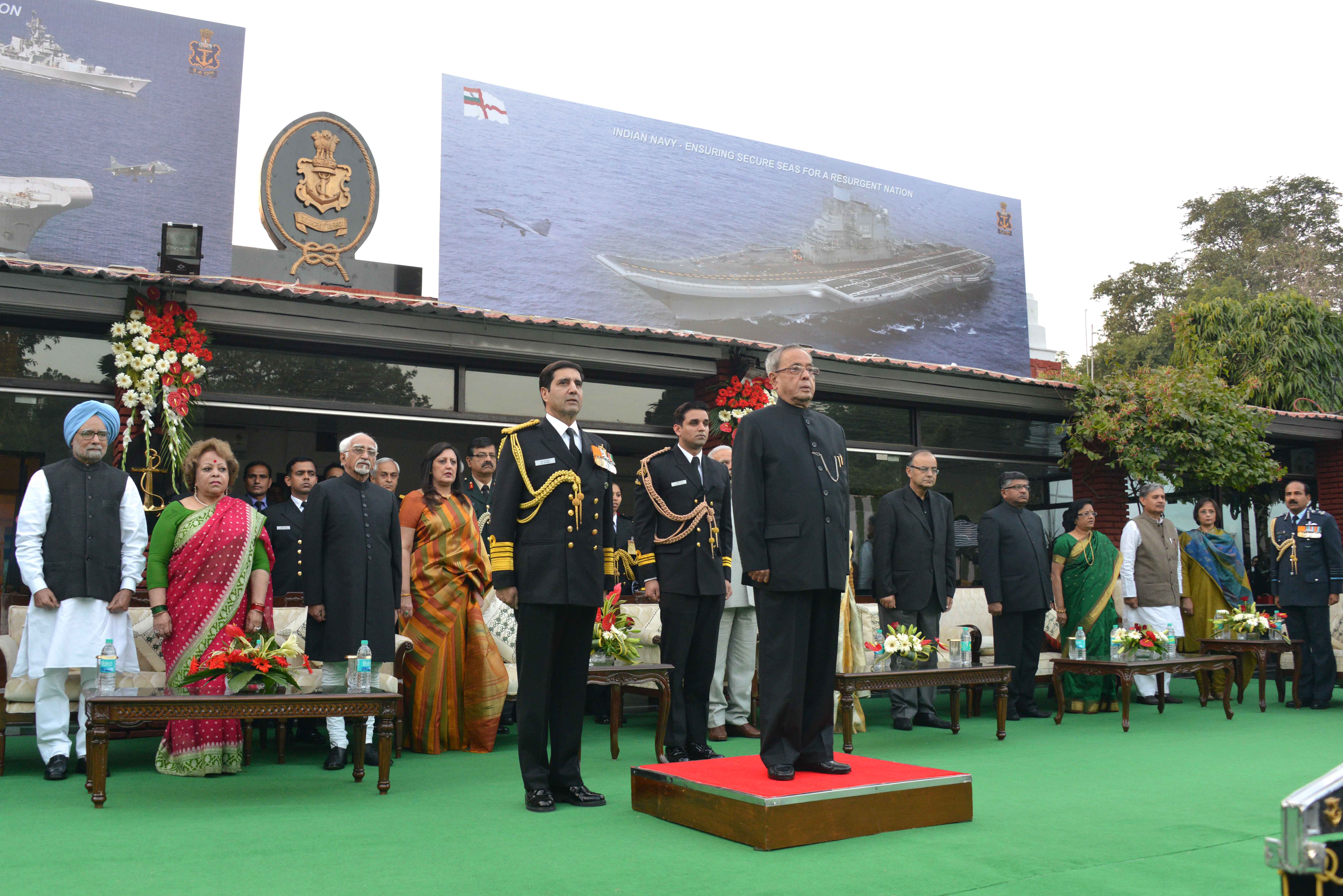 The President of India, Shri Pranab Mukherjee attending the Navy Day Reception hosted by the Chief of the Naval Staff at Navy House in New Delhi on December 4, 2014. 