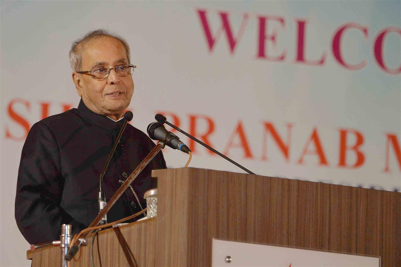 The President of India, Shri Pranab Mukherjee addressing to the students and faculty of Bapu Gujarat Knowledge Village and Samarpan College in Gujarat on October 23, 2016. 