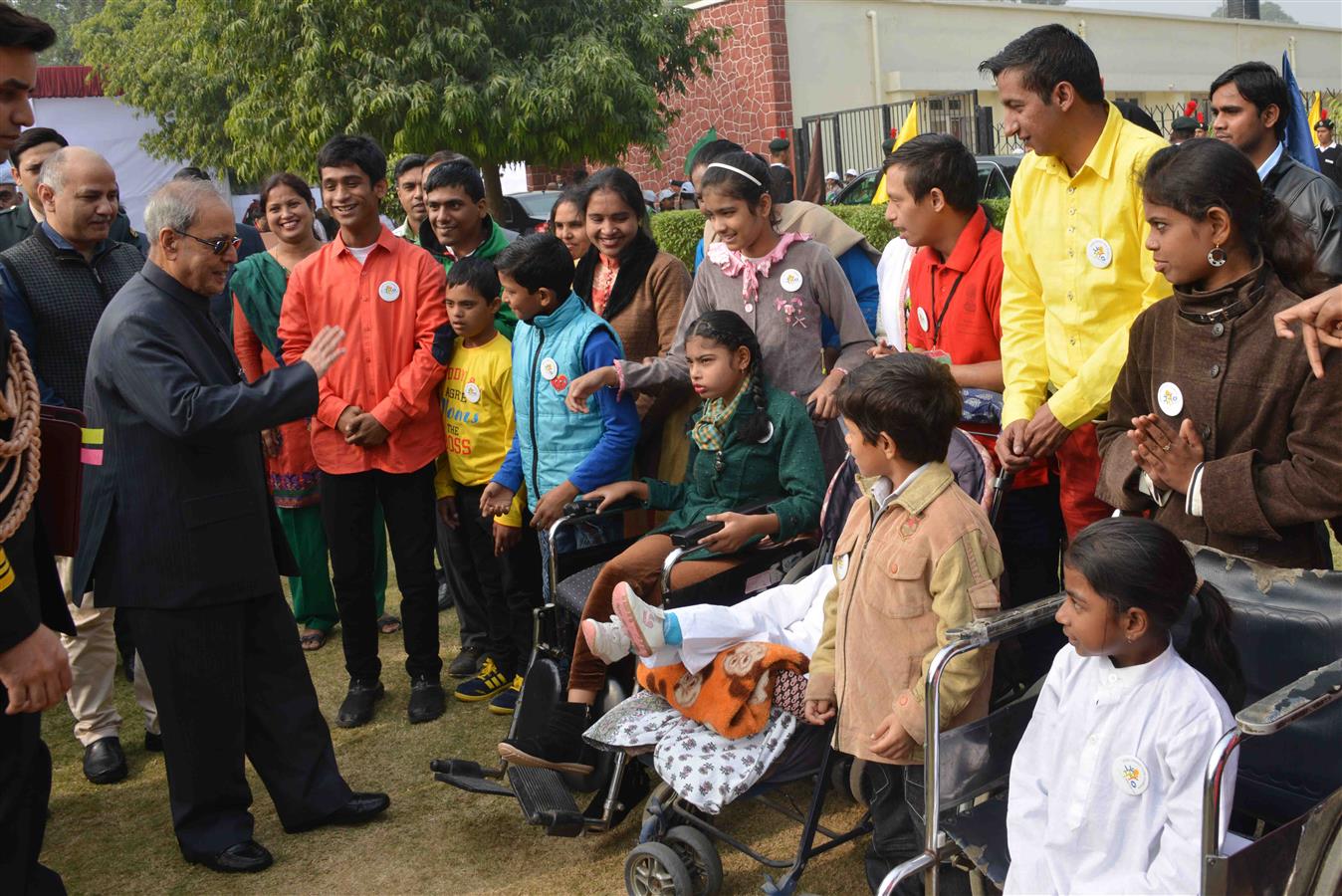 The President of India, Shri Pranab Mukherjee meeting Special Children at Dr. Rajendra Prasad Sarvodaya Vidyalaya in President’s Estate on December 11, 2015.