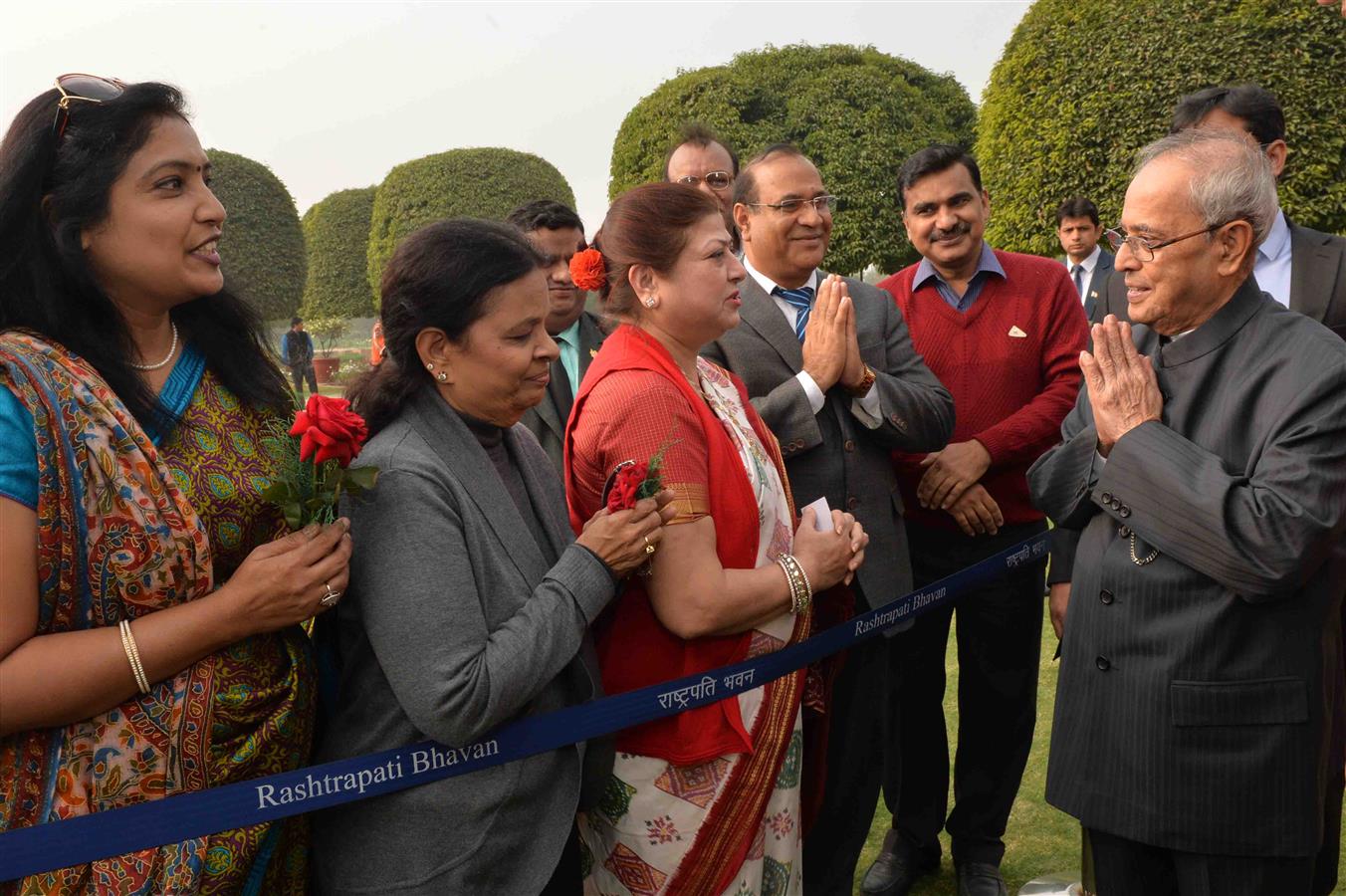 The President of India, Shri Pranab Mukherjee meeting with people of all walks of life on his Birthday at Rashtrapati Bhavan on December 11, 2015.