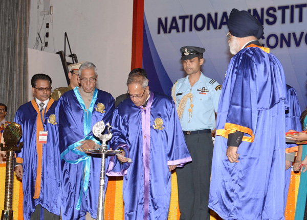 The President of India, Shri Pranab Mukherjee lighting the lamp at the 9th Convocation of National Institute of Technology at Durgapur in West Bengal on November 22, 2013.