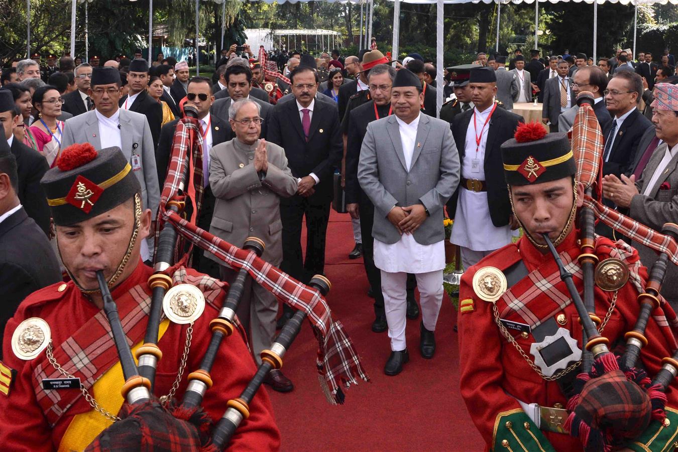 The President of India, Shri Pranab Mukherjee at the Reception hosted by Indian Ambassador to Nepal, Shri Ranjit Rae at India House in Kathmandu, Nepal on November 02, 2016. 