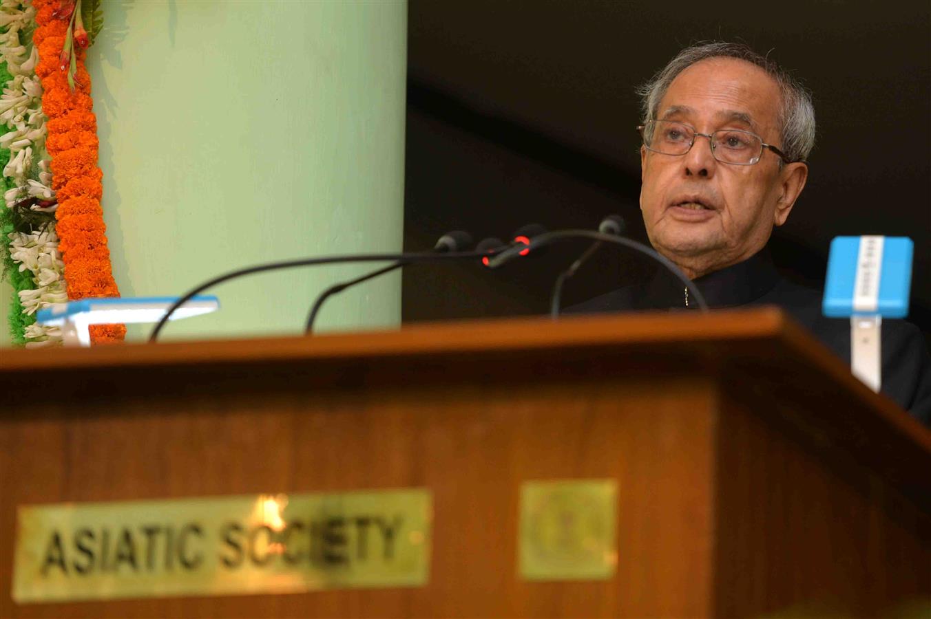 The President of India, Shri Pranab Mukherjee delivering the Indira Gandhi Memorial Lecture organized by the Asiatic Society at Asiatic Society, Kolkata in West Bengal on December 14, 2015.