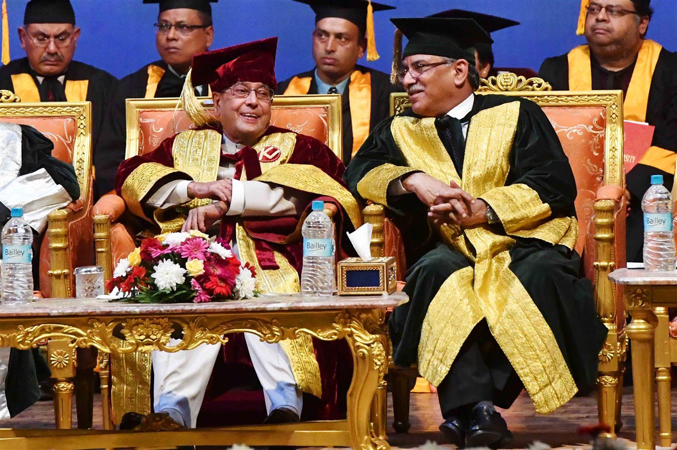 The President of India, Shri Pranab Mukherjee at the Special Convocation of Kathmandu University during Silver Jubilee of the University at Kathmandu in Nepal on November 3, 2016. 