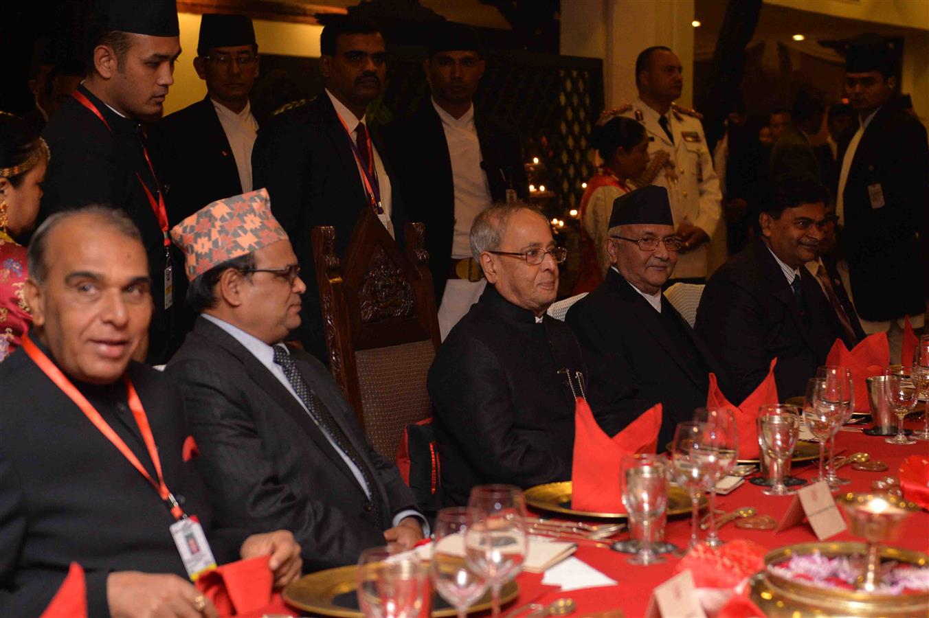 The President of India, Shri Pranab Mukherjee at the Banquet hosted by the Prime Minister of Nepal, Rt. Hon. Mr. Pushpa Kamal Dahal ‘Prachanda’ at Kathmandu in Nepal on November 3, 2016. 