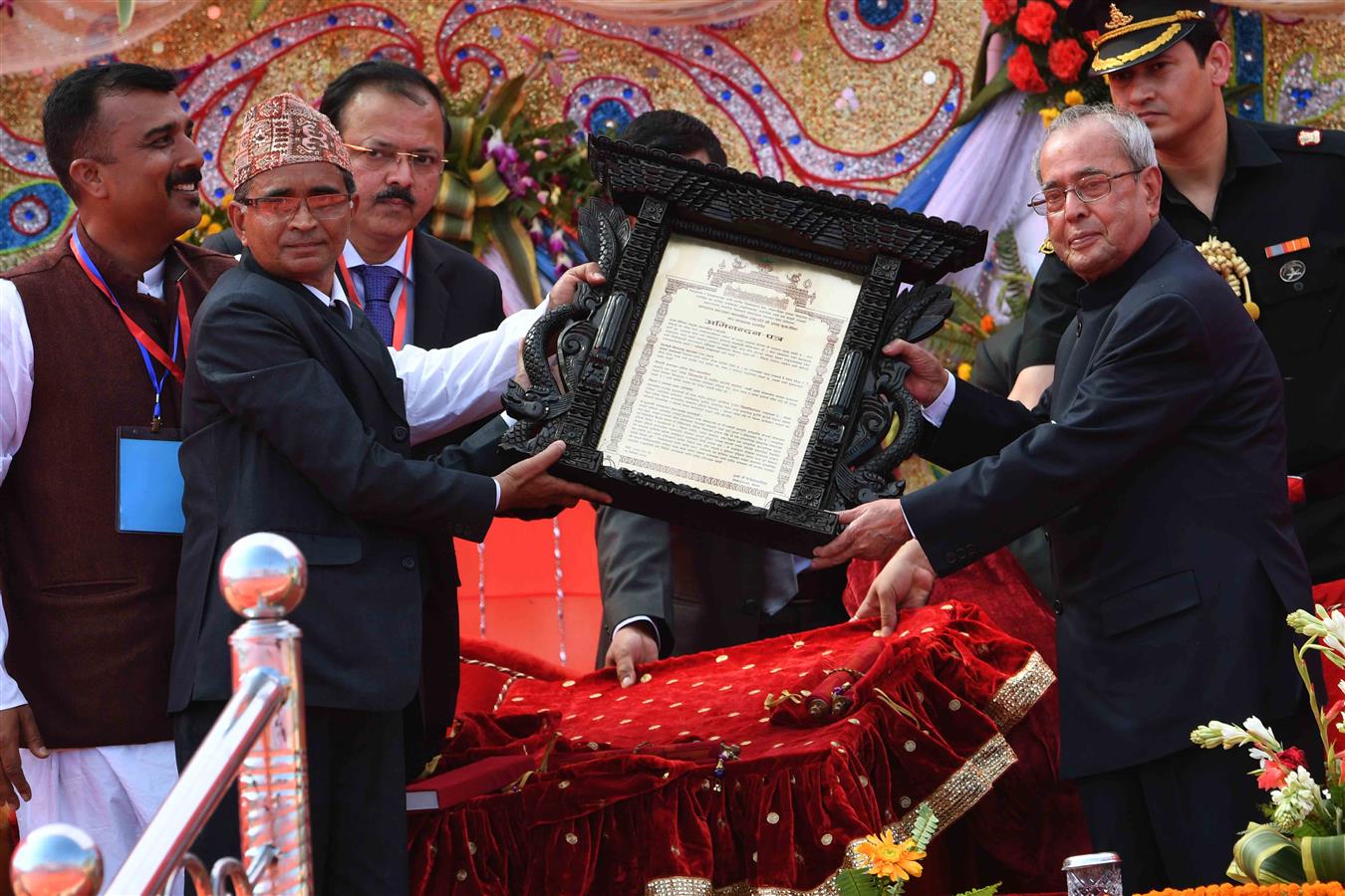 The President of India, Shri Pranab Mukherjee attending the Civic Reception hosted in his honour at Janakpur in Nepal on November 4, 2016. 