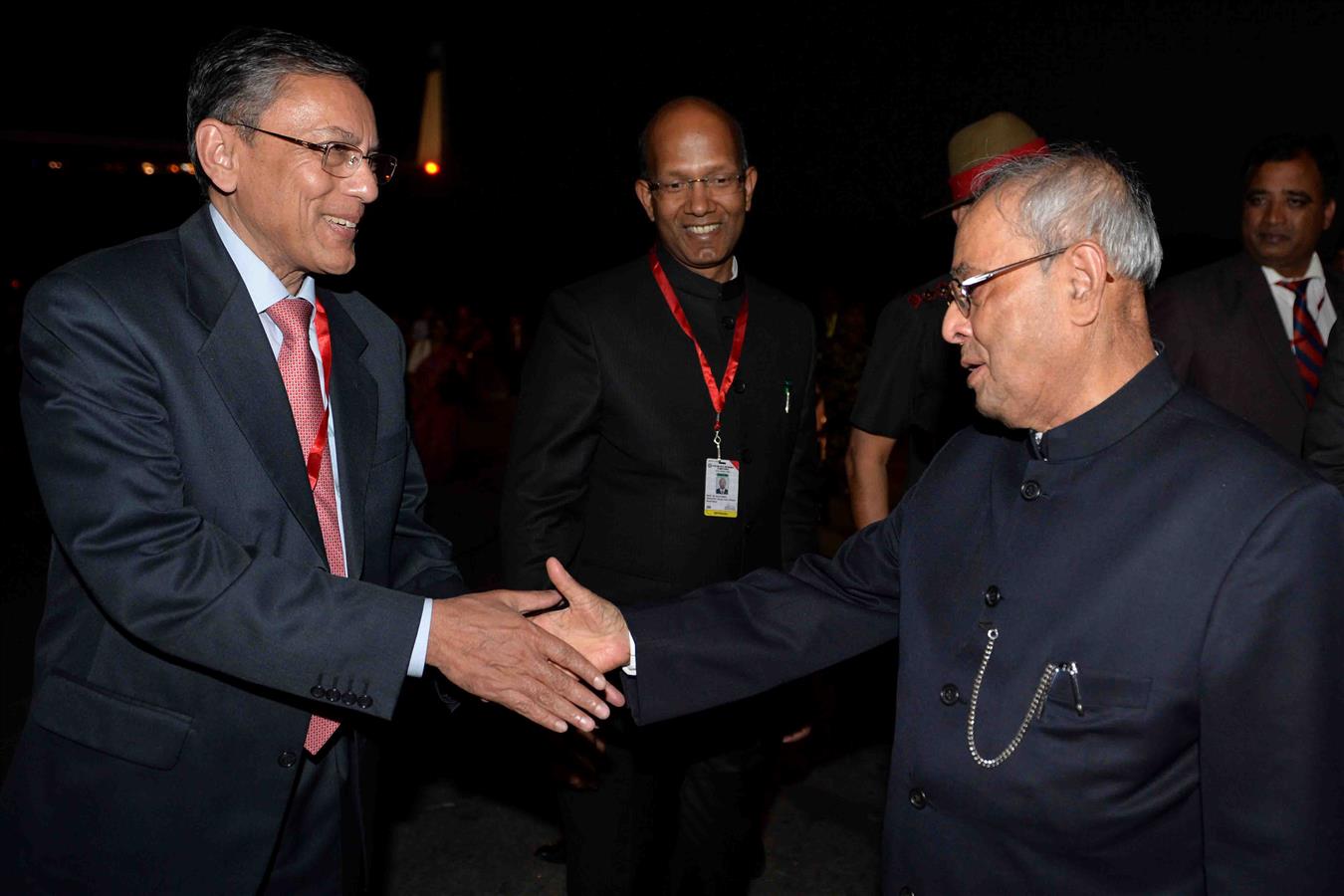 The President of India, Shri Pranab Mukherjee bid farewell by the Ambassador of India to Nepal, Shri Ranjit Rae during the Departure from Kathmandu Airport at Kathmandu in Nepal on November 4, 2016. 