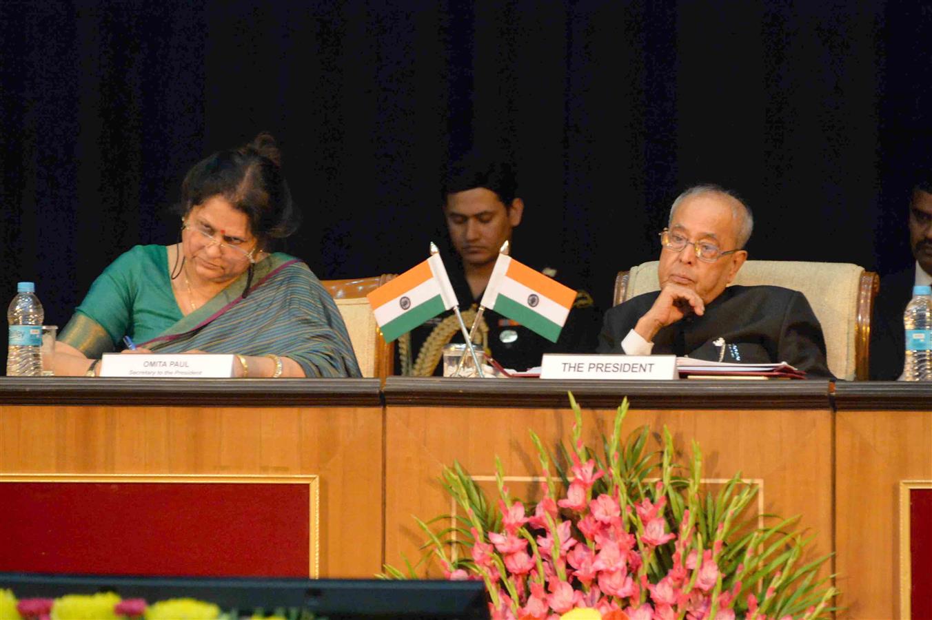 The President of India, Shri Pranab Mukherjee attending the Session on Industry-Academia Collaboration with Confederation of Indian Industry (CII) Visitor's Conference at Rashtrapati Bhavan on November 16, 2016. 