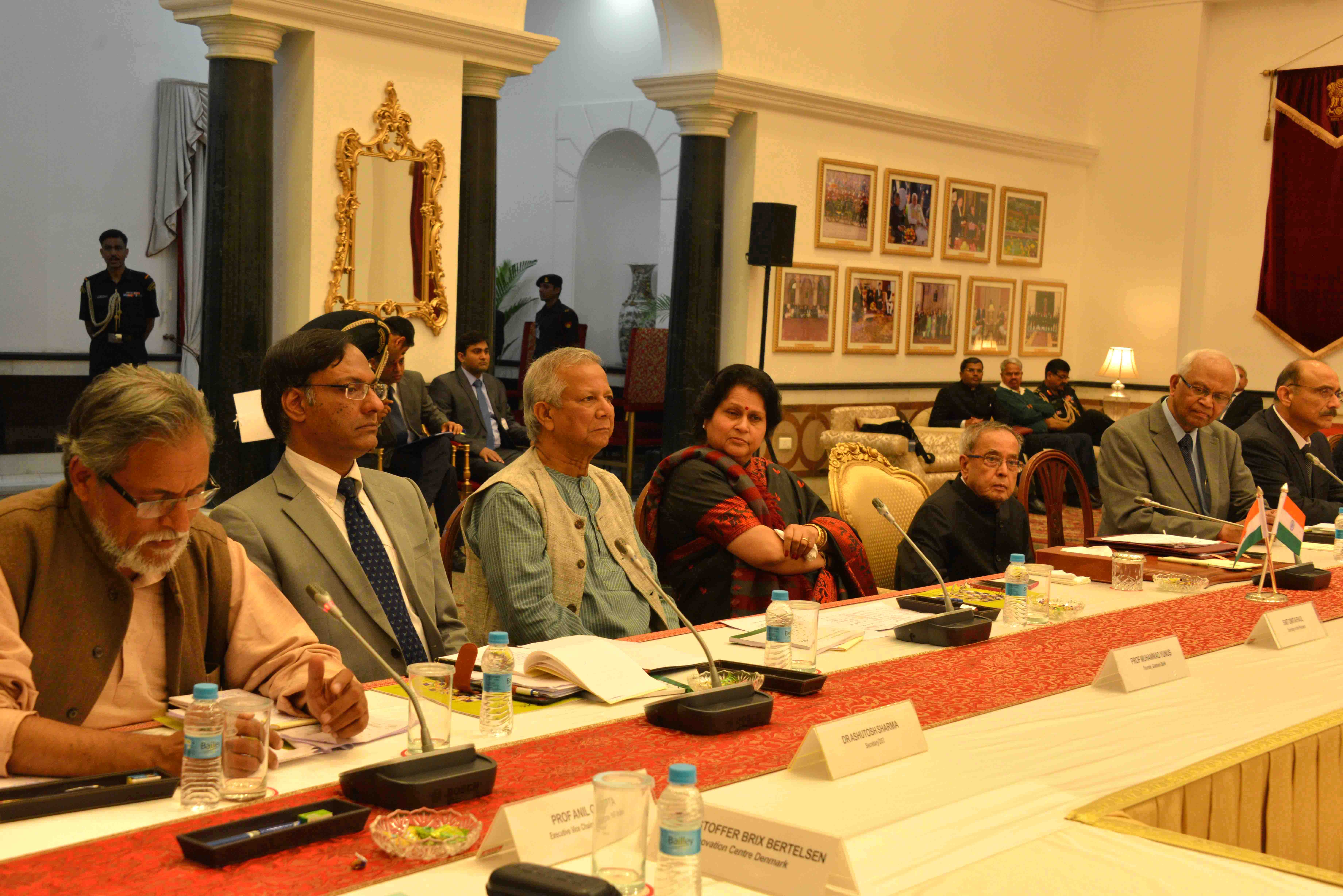 The President of India, Shri Pranab Mukherjee during the Rapporteurs' Summarization on Global Roundtable on Inclusive Innovation - Session II at West Hall, Rashtrapati Bhavan Cultural Centre on March 7, 2015.