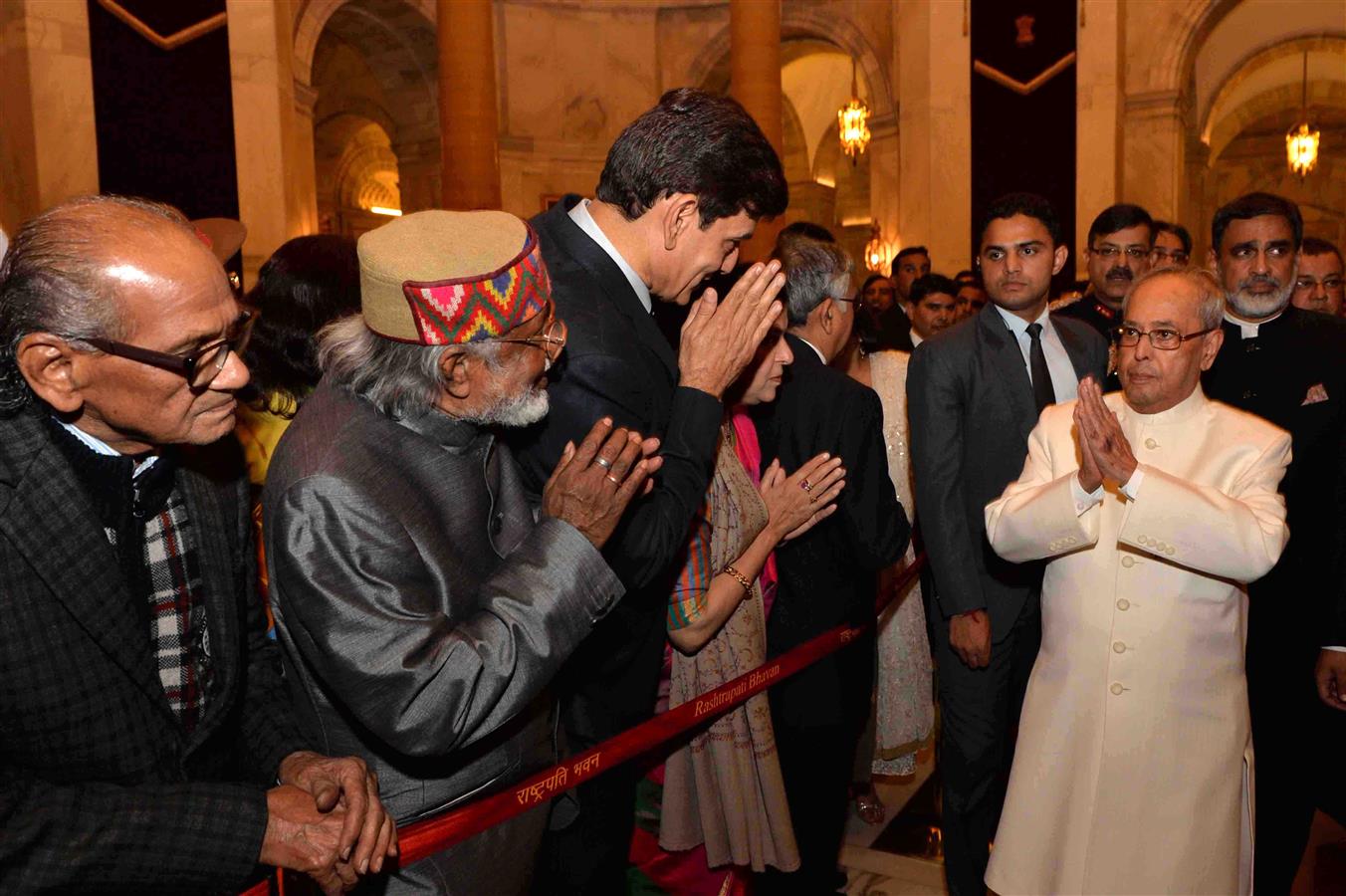 The President of India Shri Pranab Mukherjee meeting invitees at 'At Home' Reception at Rashtrapati Bhavan on January 26, 2017 on the occasion of the 68th Republic Day Celebrations.