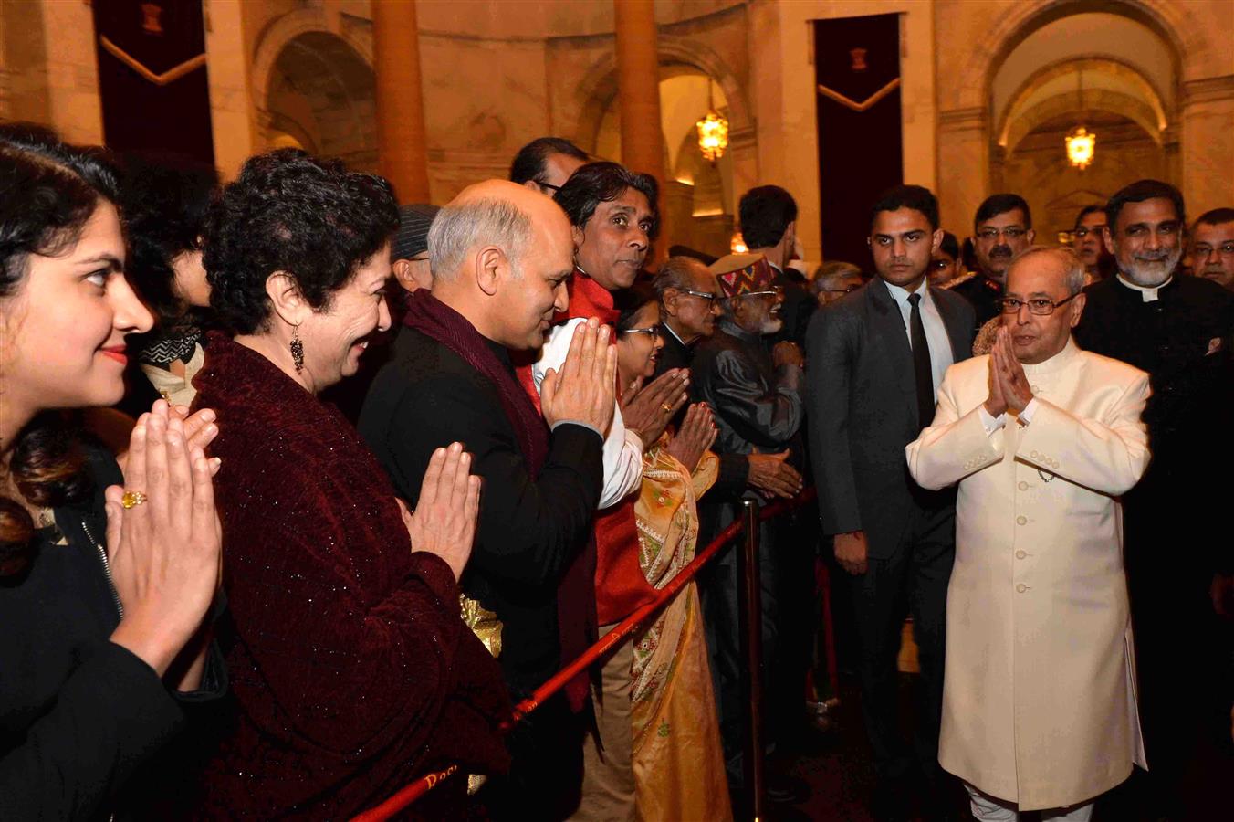 The President of India Shri Pranab Mukherjee meeting invitees at 'At Home' Reception at Rashtrapati Bhavan on January 26, 2017 on the occasion of the 68th Republic Day Celebrations.