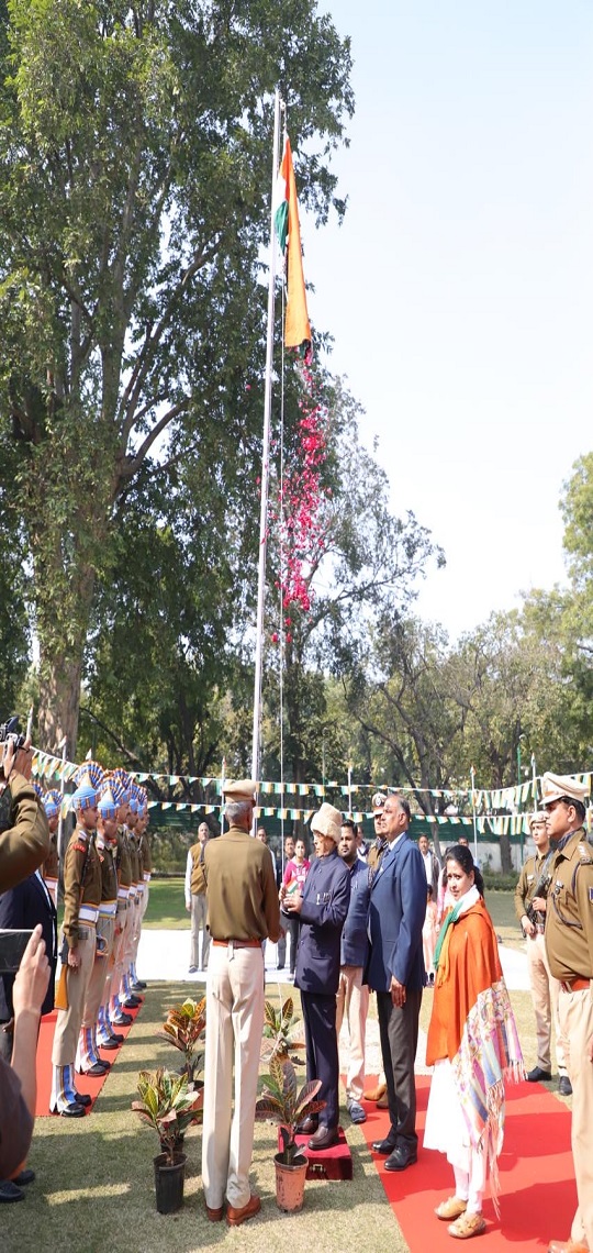 The Former President of India, Shri Pranab Mukherjee on the occasion of India's  								  Republic Day Celebration at 10, Rajaji Marg, New Delhi.