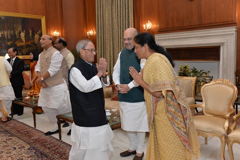 The Former President of India, Shri Pranab Mukherjee at the BHARAT  							  RATNA Investiture Ceremony in Rashtrapati Bhavan on August 8, 2019.