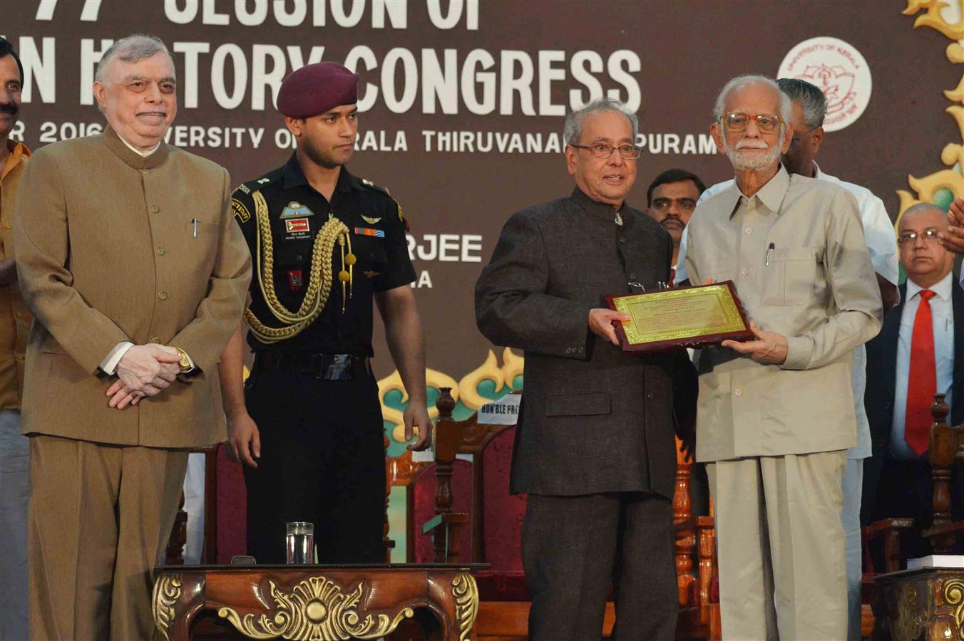 The President of India, Shri Pranab Mukherjee at inauguration of the 77th Session of Indian History Congress at Thiruvananthapuram on December 29, 2016. 