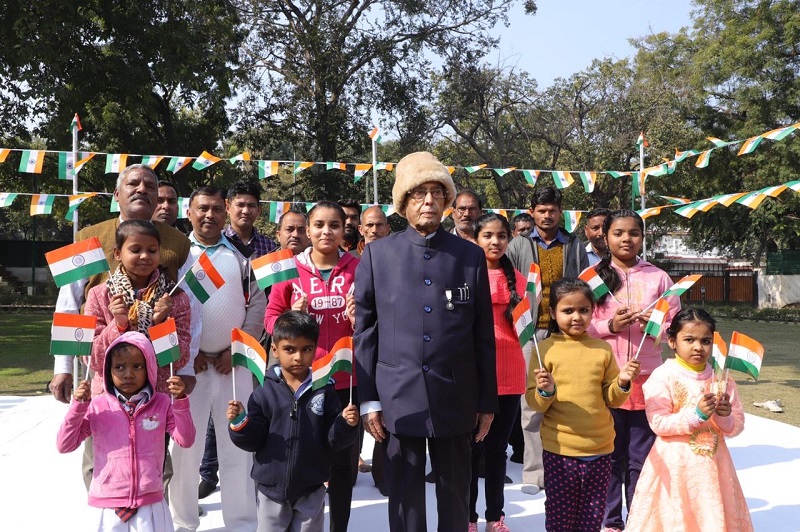 The Former President of India, Shri Pranab Mukherjee on the occasion of India's  								  Republic Day Celebration at 10, Rajaji Marg, New Delhi.