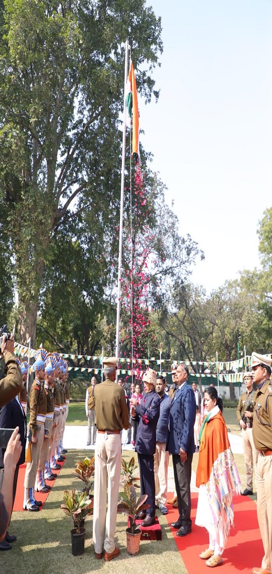 The Former President of India, Shri Pranab Mukherjee on the occasion of India's  								  Republic Day Celebration at 10, Rajaji Marg, New Delhi.