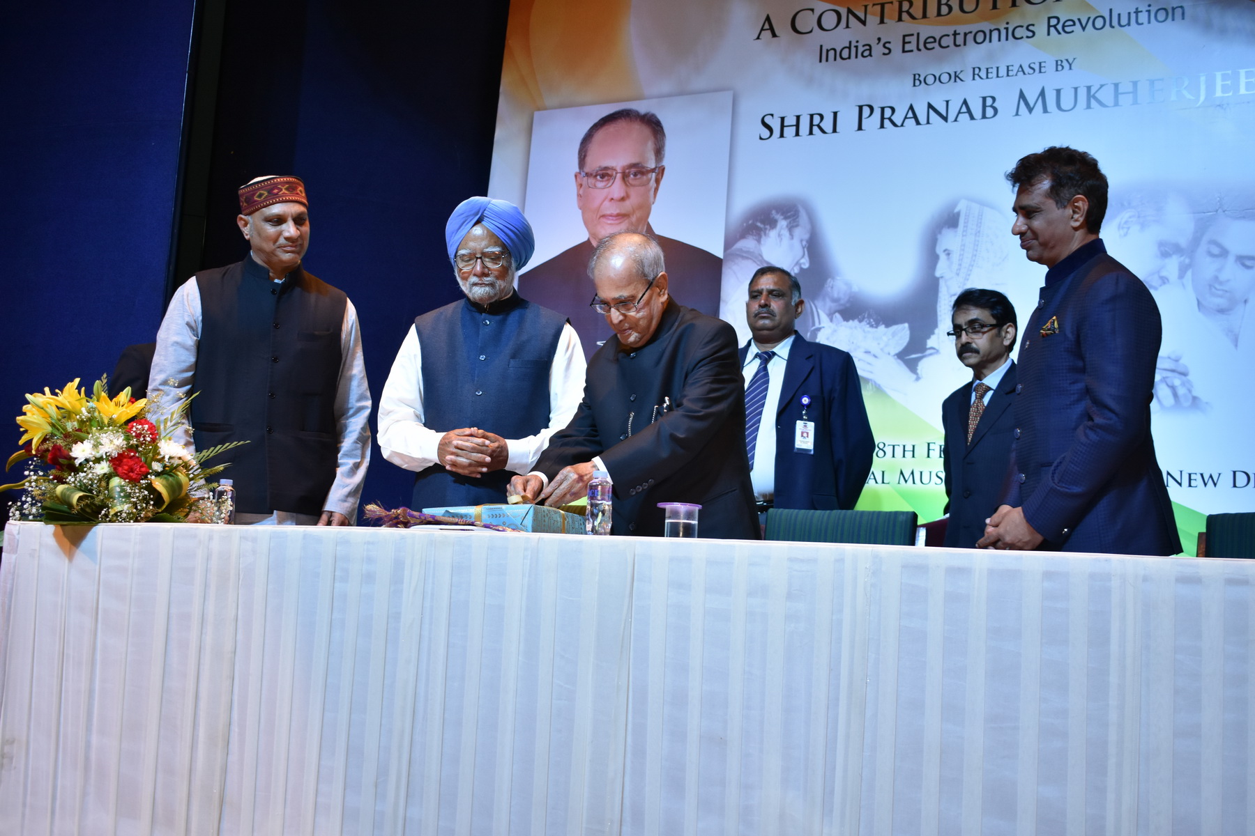 The Former President of India, Shri Pranab Mukherjee at the launch of ‘CONTRIUTION IN TIME - INDIA’S ELECTRONIC REVOLUTION’ by Dr MM Pallam Raju & Shri Anand Mallipundi in New Delhi on February 08, 2018.