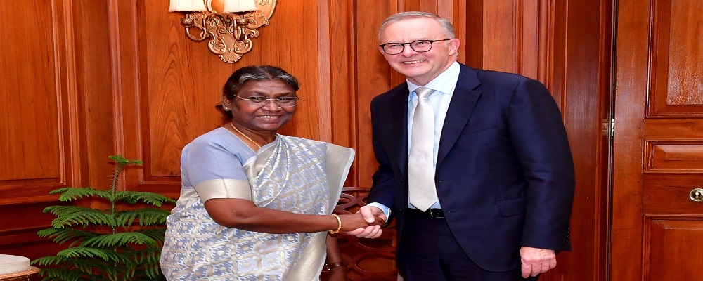 The Prime Minister of Australia, H.E. Mr Anthony Albanese called on the President of India, Smt Droupadi Murmu at Rashtrapati Bhavan on March 10, 2023