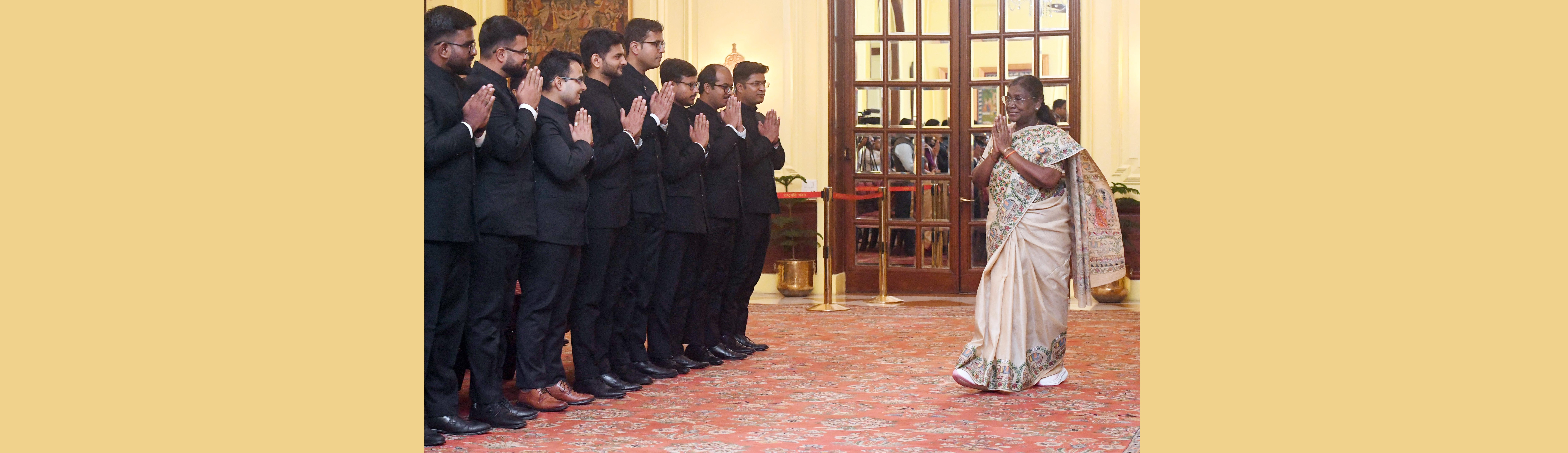 The Officer Trainees of Indian Foreign Service (2024 Batch) called on the President of India, Smt Droupadi Murmu at Rashtrapati Bhavan on August 19, 2025.