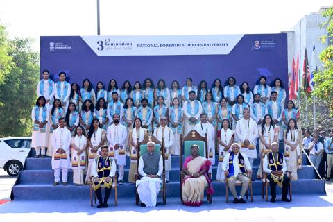 President Droupadi Murmu graces the convocation of the National Forensic Sciences University at Gandhinagar on 28 Feb 2025