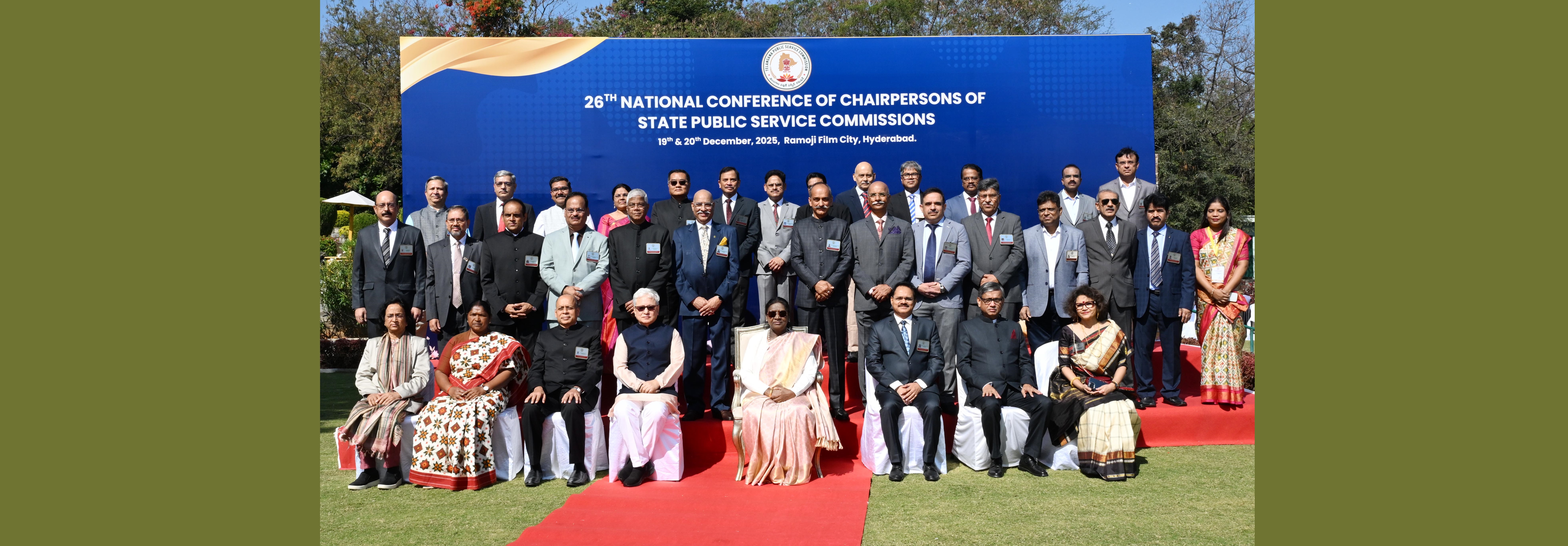 The President of India, Smt Droupadi Murmu, inaugurated the National Conference for the Chairpersons of Public Service Commissions, being organised by the Telangana Public Service Commission, at Hyderabad, Telangana on December 19, 2025.
