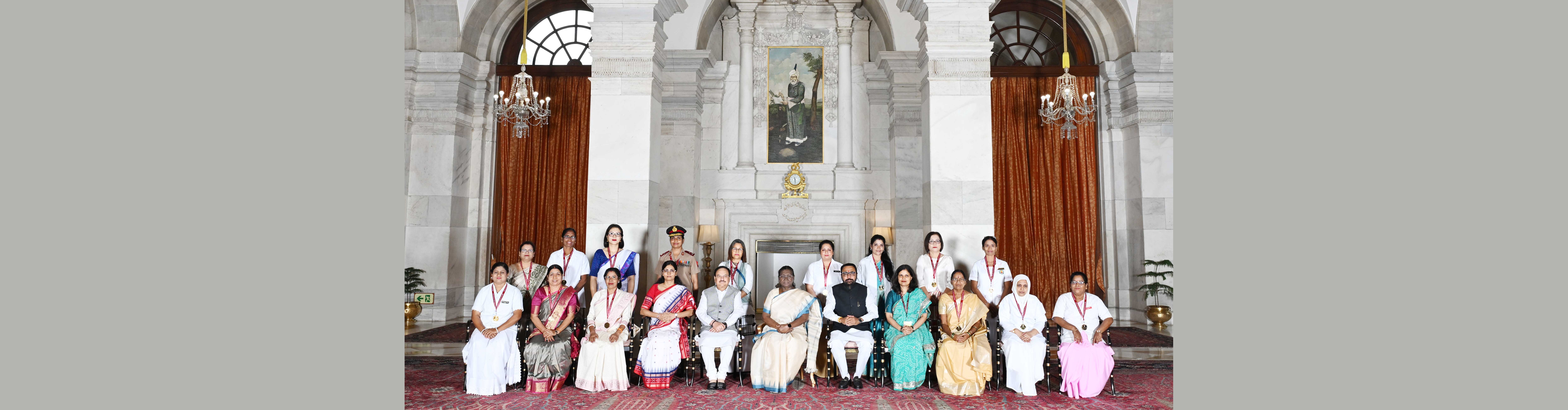 The President of India, Smt Droupadi Murmu presented the National Florence Nightingale Awards for the year 2025 to the nurses at a function held at Rashtrapati Bhavan on May 30, 2025.