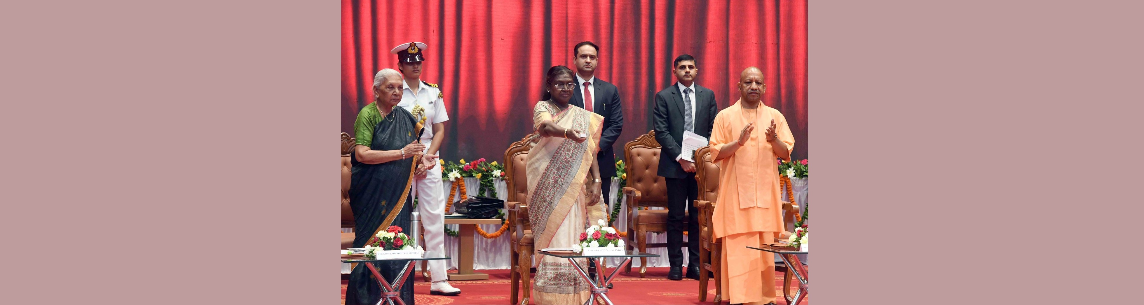 The President of India, Smt Droupadi Murmu inaugurated and laid the foundation stone for various projects of Mahayogi Gorakhnath University at Gorakhpur, Uttar Pradesh, on July 1, 2025.